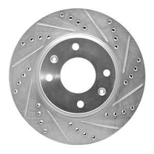 Hyundai Sonata Brake Rotor (1) - Front Right - R1 Concepts - Drilled & Slotted - Silver - `02-`06